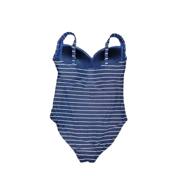 Nip Tuck Capri Stripe Twist Front Multifit One Piece Navy White Swimsuit M - Picture 6 of 12